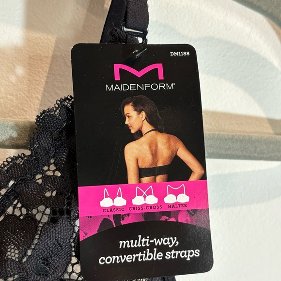 MAIDENFORM Sz 34C Black Lace Multiform Strap No Underwire NEW WITH TAGS - Picture 2 of 6